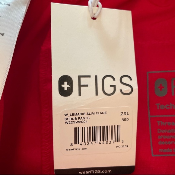 NWT Figs Lemarie Slim Flare Scrub Pants W22SW2004 Red Women’s 2XL *Discontinued - Picture 4 of 15
